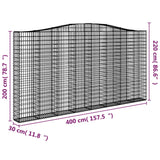 Arched Gabion Baskets 3 pcs 400x30x200/220 cm Galvanised Iron