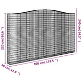 Arched Gabion Baskets 4 pcs 400x30x220/240 cm Galvanised Iron