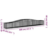 Arched Gabion Baskets 2 pcs 400x50x40/60 cm Galvanised Iron