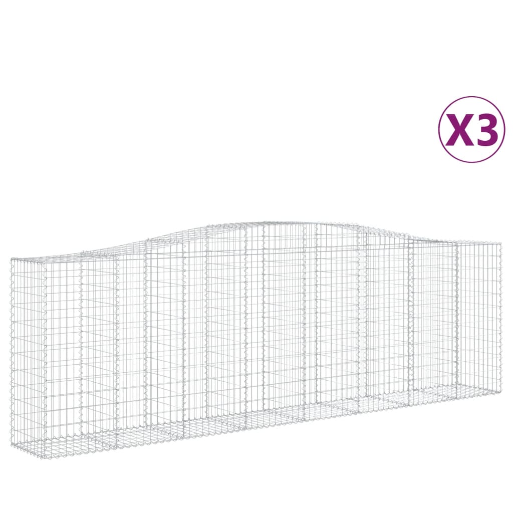 Arched Gabion Baskets 3 pcs 400x50x120/140 cm Galvanised Iron