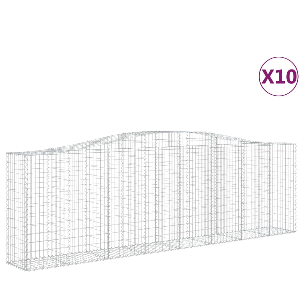 Arched Gabion Baskets 10 pcs 400x50x120/140 cm Galvanised Iron