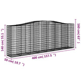 Arched Gabion Baskets 2 pcs 400x50x140/160 cm Galvanised Iron
