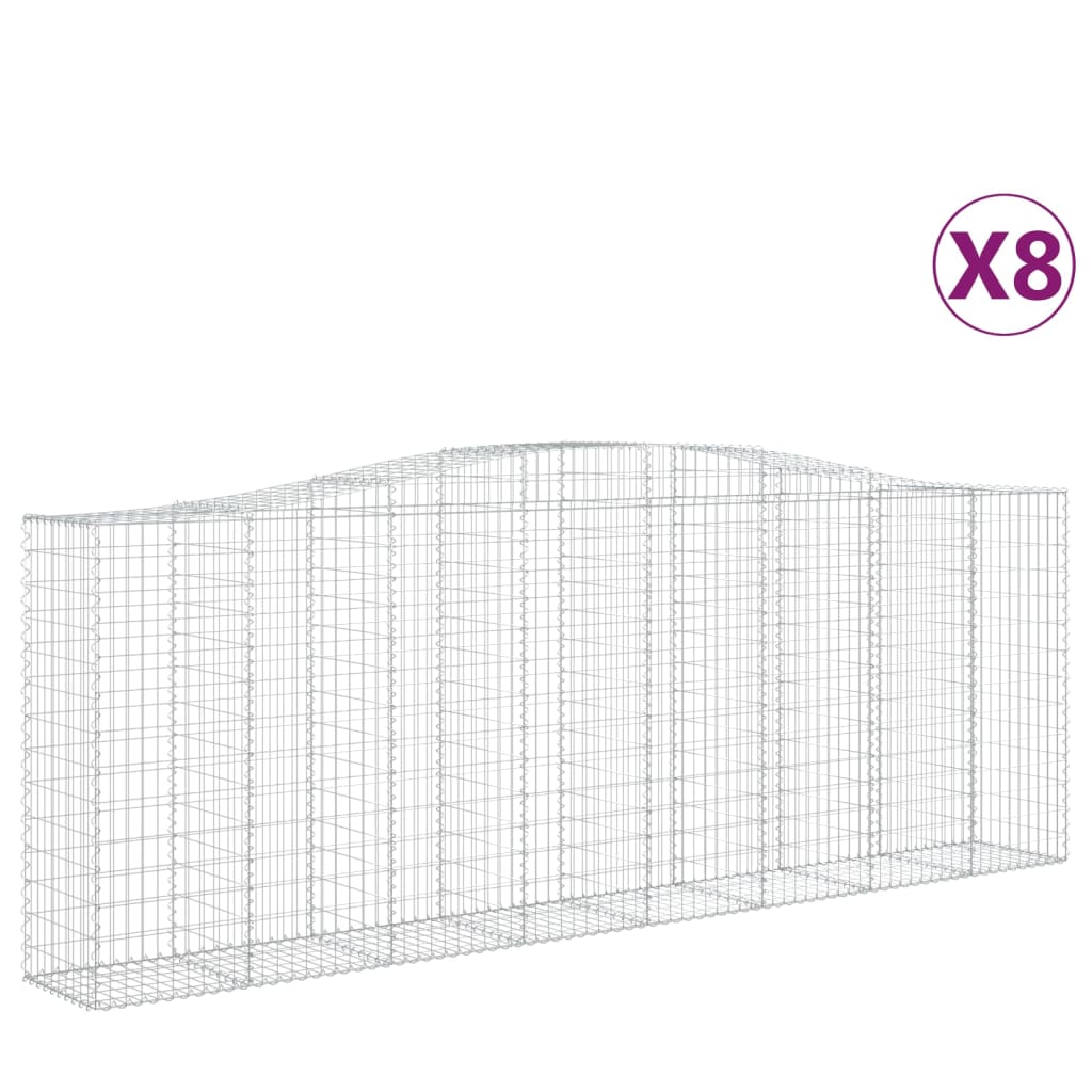 Arched Gabion Baskets 8 pcs 400x50x140/160 cm Galvanised Iron