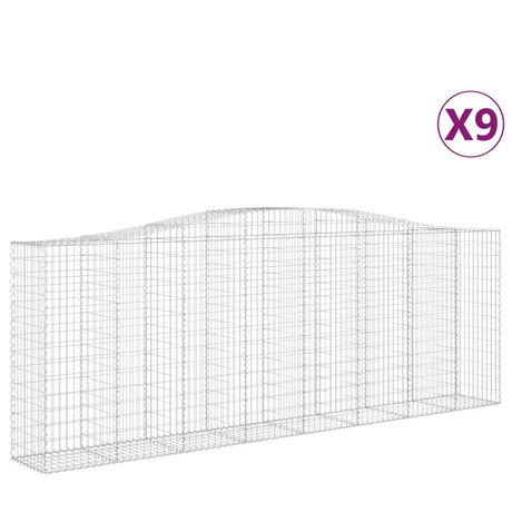 Arched Gabion Baskets 9 pcs 400x50x140/160 cm Galvanised Iron
