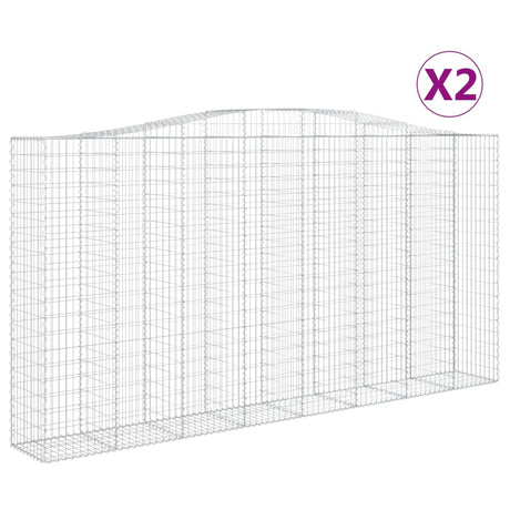 Arched Gabion Baskets 2 pcs 400x50x200/220 cm Galvanised Iron