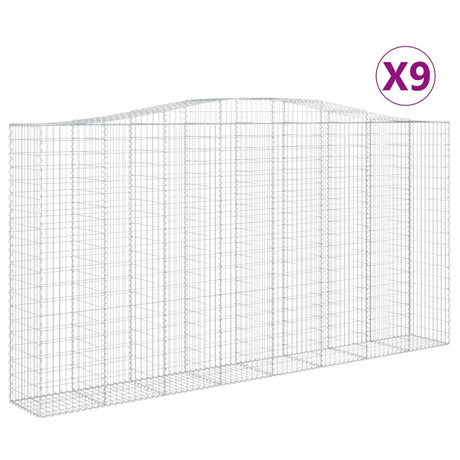 Arched Gabion Baskets 9 pcs 400x50x200/220 cm Galvanised Iron