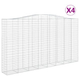 Arched Gabion Baskets 4 pcs 400x50x220/240 cm Galvanised Iron