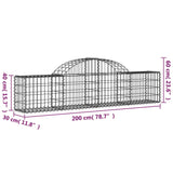 Arched Gabion Baskets 5 pcs 200x30x40/60 cm Galvanised Iron