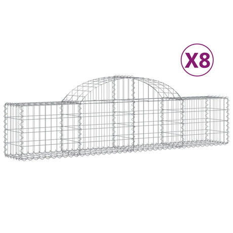 Arched Gabion Baskets 8 pcs 200x30x40/60 cm Galvanised Iron