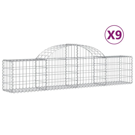 Arched Gabion Baskets 9 pcs 200x30x40/60 cm Galvanised Iron