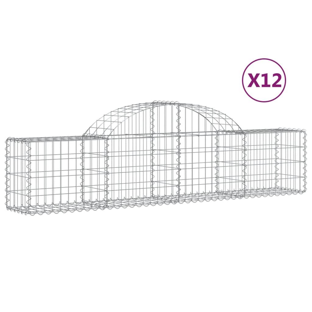 Arched Gabion Baskets 12 pcs 200x30x40/60 cm Galvanised Iron