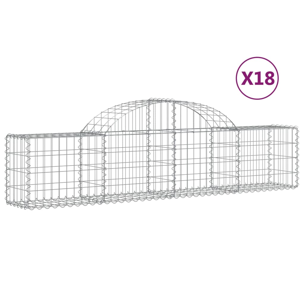 Arched Gabion Baskets 18 pcs 200x30x40/60 cm Galvanised Iron