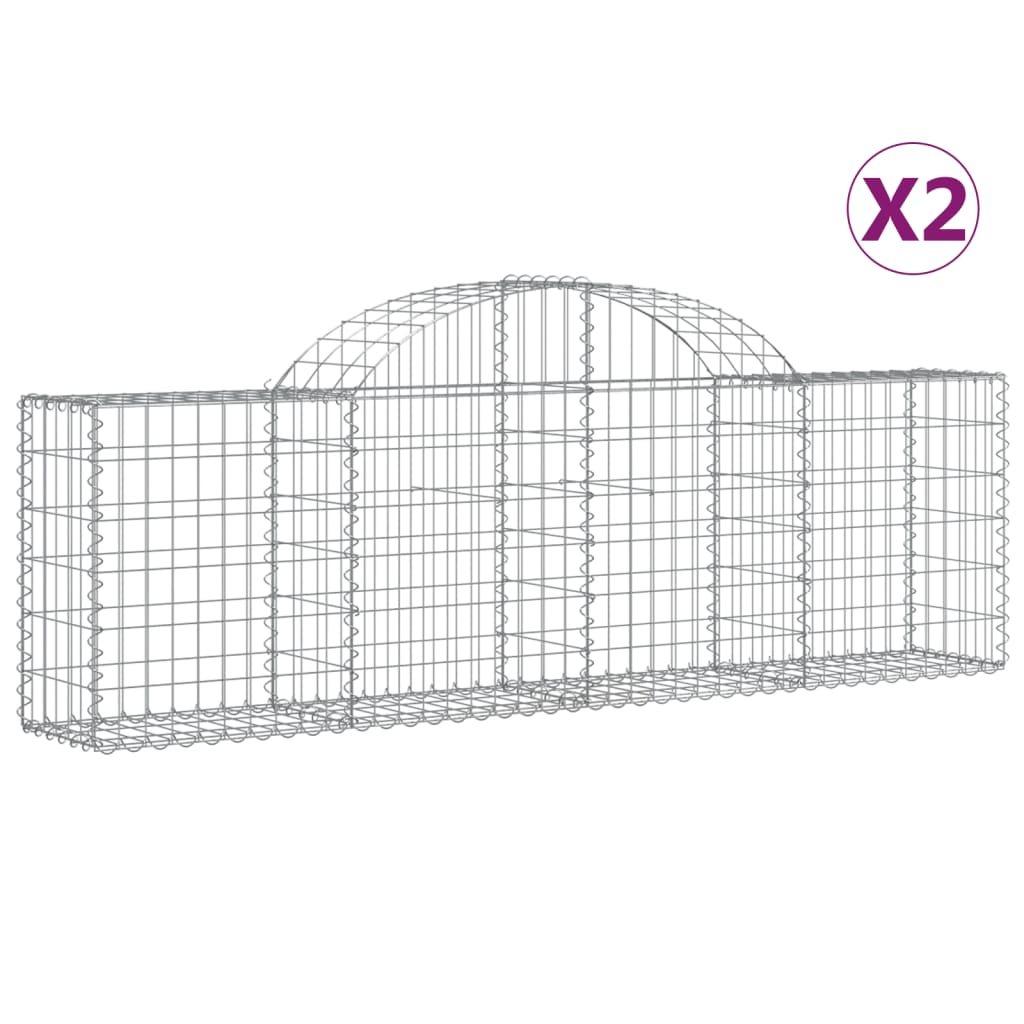 Arched Gabion Baskets 2 pcs 200x30x60/80 cm Galvanised Iron