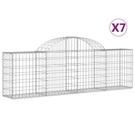 Arched Gabion Baskets 7 pcs 200x30x60/80 cm Galvanised Iron