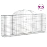 Arched Gabion Baskets 15 pcs 200x30x80/100 cm Galvanised Iron