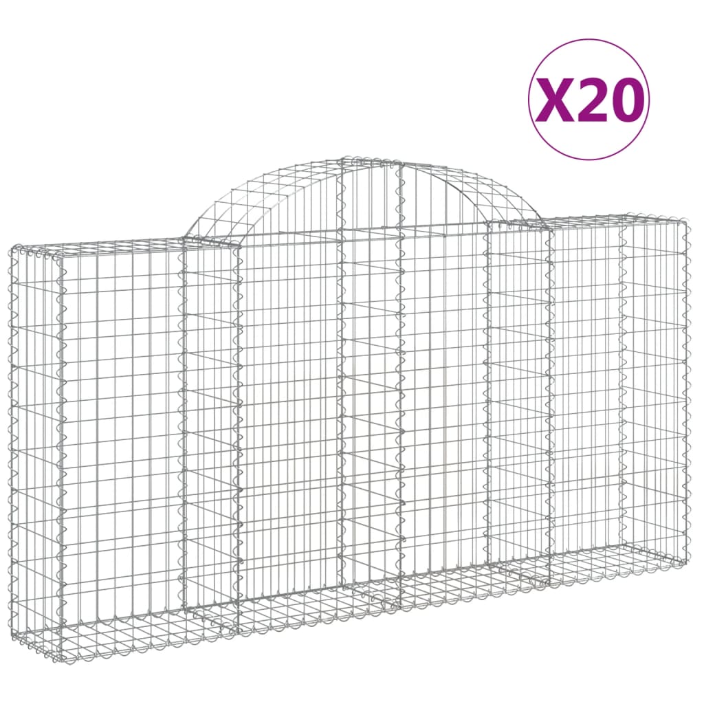 Arched Gabion Baskets 20 pcs 200x30x100/120 cm Galvanised Iron