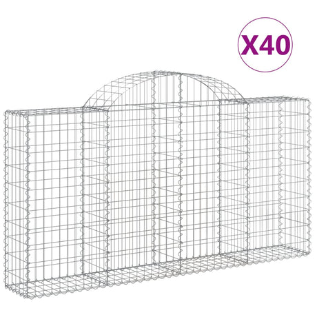 Arched Gabion Baskets 40 pcs 200x30x100/120 cm Galvanised Iron