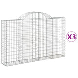 Arched Gabion Baskets 3 pcs 200x30x120/140 cm Galvanised Iron