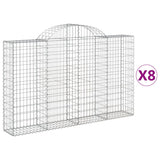 Arched Gabion Baskets 8 pcs 200x30x120/140 cm Galvanised Iron