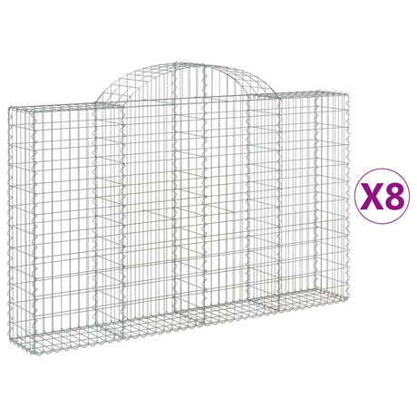 Arched Gabion Baskets 8 pcs 200x30x120/140 cm Galvanised Iron