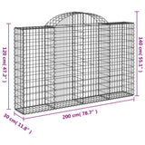 Arched Gabion Baskets 8 pcs 200x30x120/140 cm Galvanised Iron