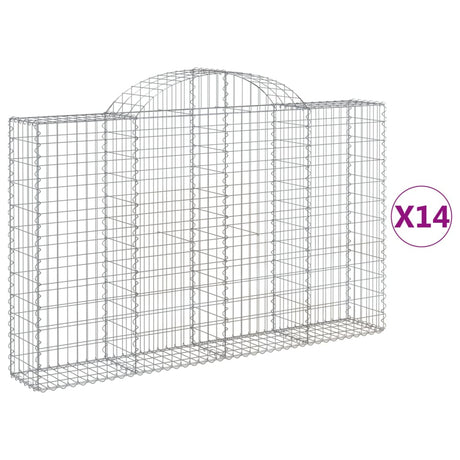 Arched Gabion Baskets 14 pcs 200x30x120/140 cm Galvanised Iron