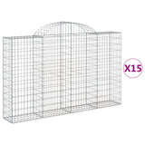 Arched Gabion Baskets 15 pcs 200x30x120/140 cm Galvanised Iron
