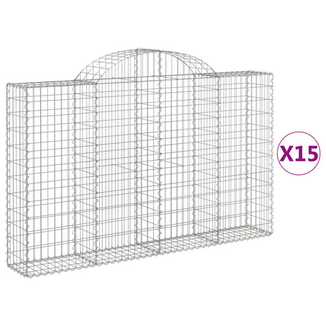 Arched Gabion Baskets 15 pcs 200x30x120/140 cm Galvanised Iron