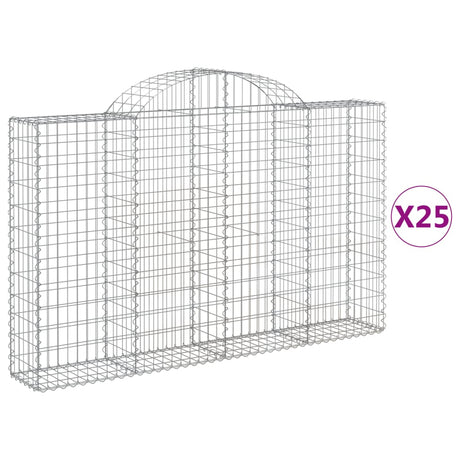 Arched Gabion Baskets 25 pcs 200x30x120/140 cm Galvanised Iron