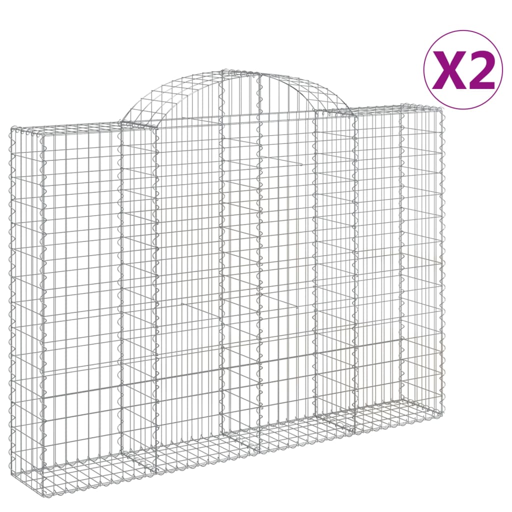 Arched Gabion Baskets 2 pcs 200x30x140/160 cm Galvanised Iron