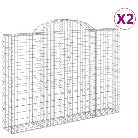 Arched Gabion Baskets 2 pcs 200x30x140/160 cm Galvanised Iron
