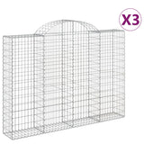 Arched Gabion Baskets 3 pcs 200x30x140/160 cm Galvanised Iron