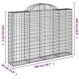 Arched Gabion Baskets 5 pcs 200x30x140/160 cm Galvanised Iron