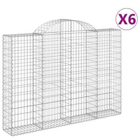 Arched Gabion Baskets 6 pcs 200x30x140/160 cm Galvanised Iron