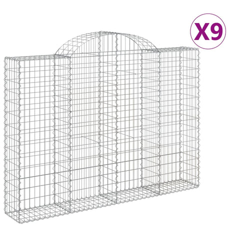 Arched Gabion Baskets 9 pcs 200x30x140/160 cm Galvanised Iron