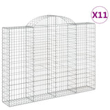 Arched Gabion Baskets 11 pcs 200x30x140/160 cm Galvanised Iron