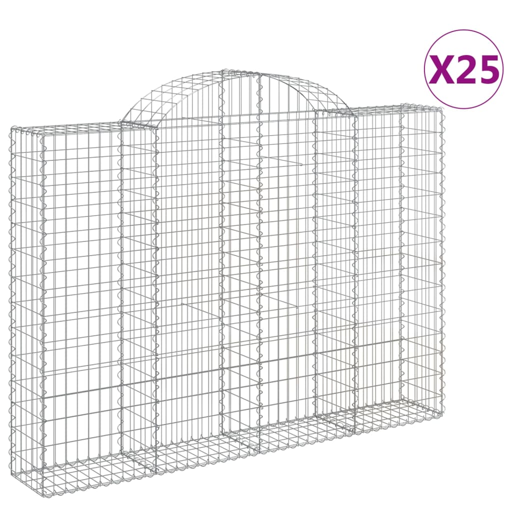 Arched Gabion Baskets 25 pcs 200x30x140/160 cm Galvanised Iron