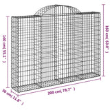Arched Gabion Baskets 25 pcs 200x30x140/160 cm Galvanised Iron