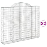 Arched Gabion Baskets 2 pcs 200x30x160/180 cm Galvanised Iron