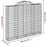 Arched Gabion Baskets 2 pcs 200x30x160/180 cm Galvanised Iron