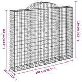 Arched Gabion Baskets 3 pcs 200x30x160/180 cm Galvanised Iron