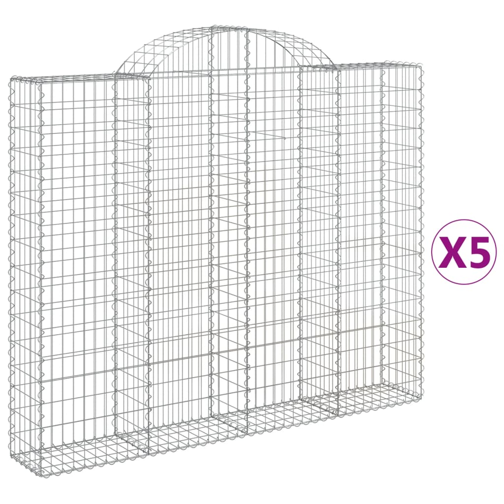 Arched Gabion Baskets 5 pcs 200x30x160/180 cm Galvanised Iron