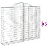 Arched Gabion Baskets 5 pcs 200x30x160/180 cm Galvanised Iron