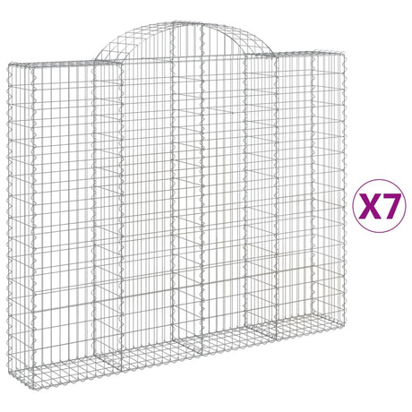 Arched Gabion Baskets 7 pcs 200x30x160/180 cm Galvanised Iron