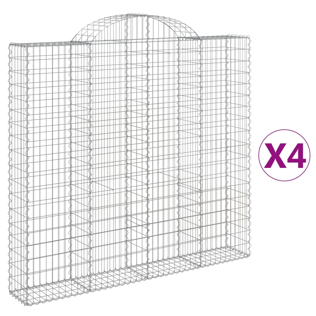 Arched Gabion Baskets 4 pcs 200x30x180/200 cm Galvanised Iron