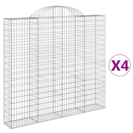 Arched Gabion Baskets 4 pcs 200x30x180/200 cm Galvanised Iron