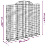 Arched Gabion Baskets 4 pcs 200x30x180/200 cm Galvanised Iron