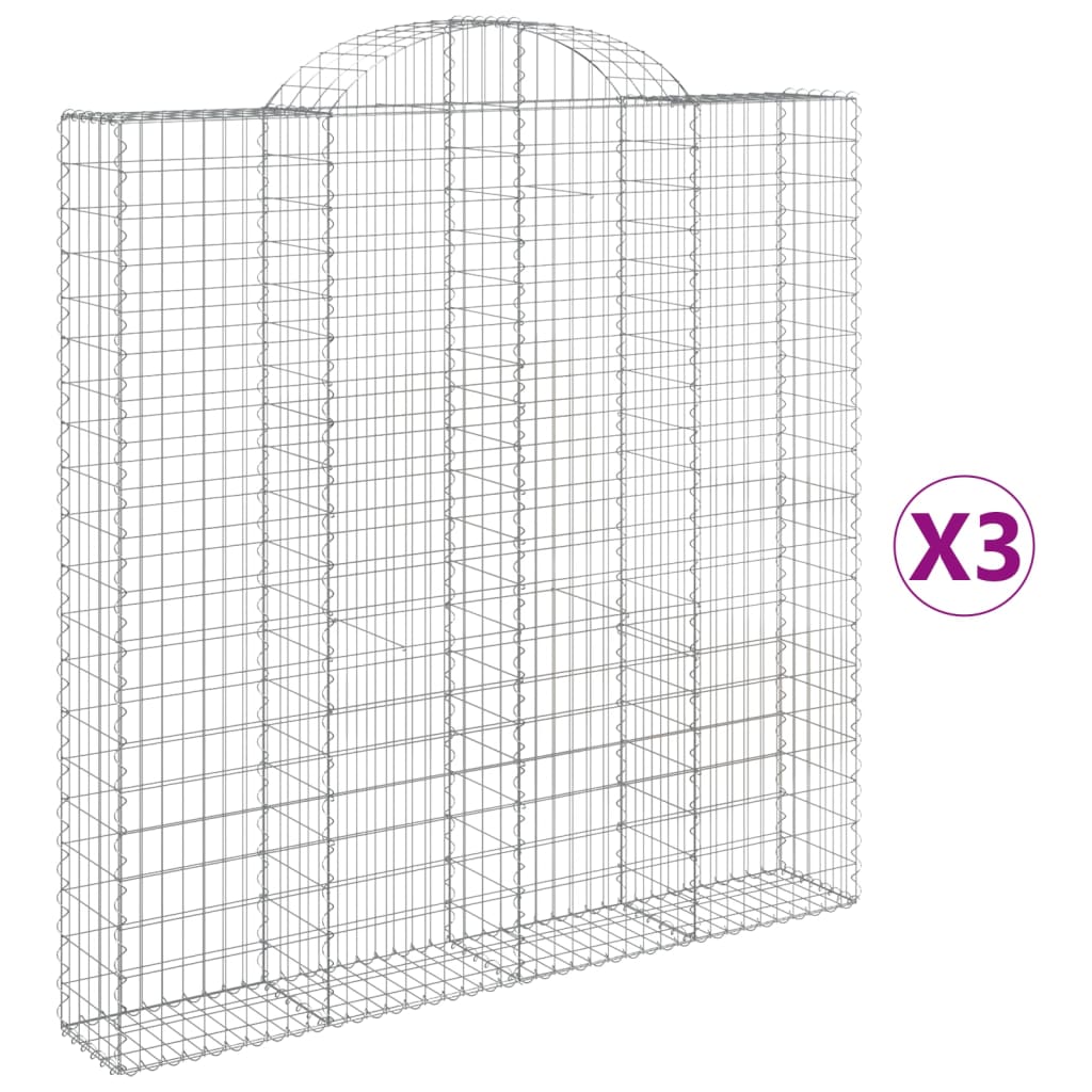 Arched Gabion Baskets 3 pcs 200x30x200/220 cm Galvanised Iron