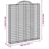 Arched Gabion Baskets 4 pcs 200x30x220/240 cm Galvanised Iron