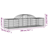 Arched Gabion Baskets 4 pcs 200x50x40/60 cm Galvanised Iron